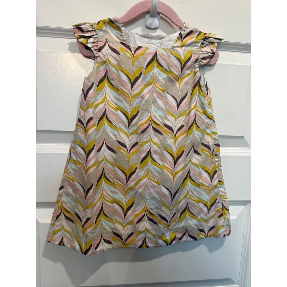Hannah Kate Girls Multi Color Print Flutter Sleeve Button Back Dress Size 2